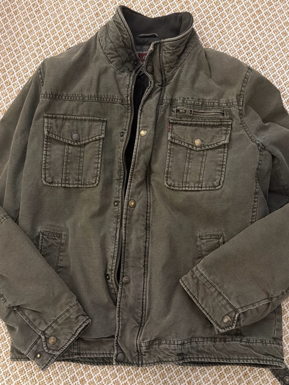vintage or Y2K Levi’s cotton canvas military field jacket army olive green